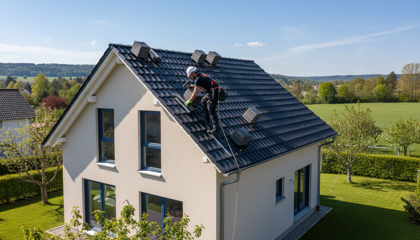 Dachdecker bei der Arbeit